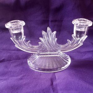 Bohemia Crystal Double Candlestick Holder Czech Republic Elegant